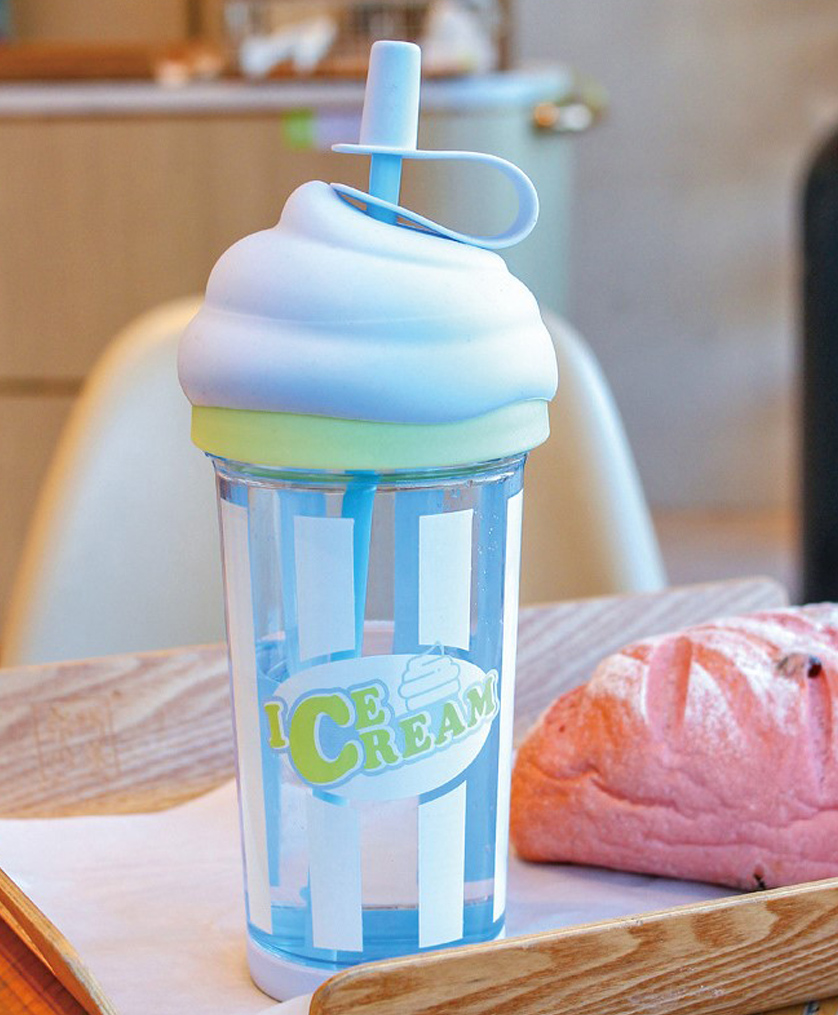 Yamama Ice Cream Design Sipper Tumbler With Straw BPA Free Blue - 500 ml-picture-13