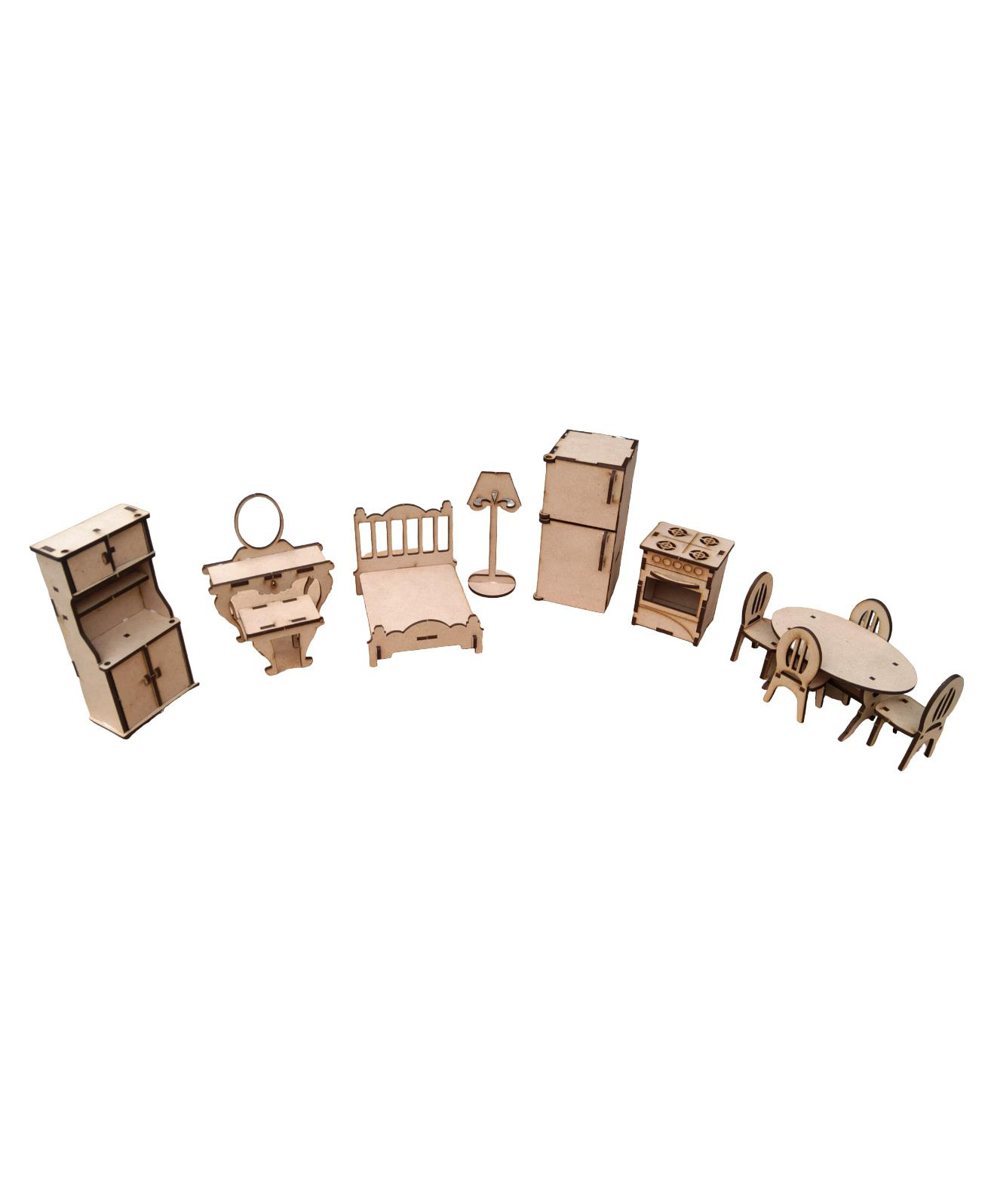 GYANOTOY Wooden DIY Miniature Furniture 12 Pieces - Beige-picture-20