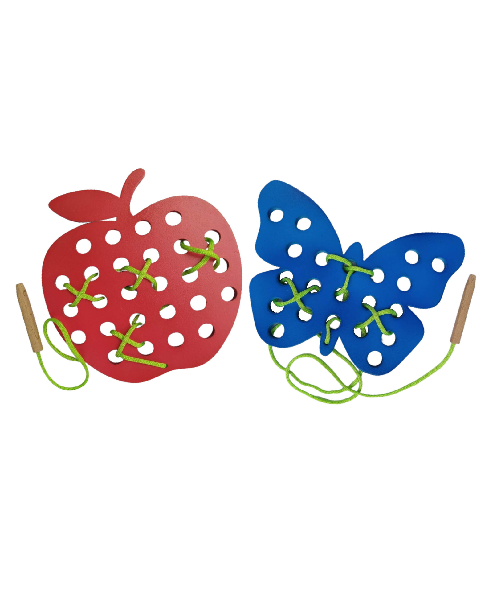 GYANOTOY Wooden Lacing Toy  Pack Of 2 Apple & Butterfly - Red & Blue-picture-12