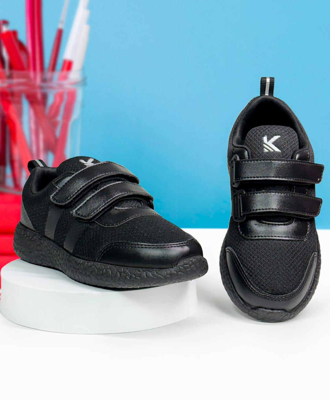 KazarMax Solid Velcro Closure School Shoes - Black-picture-31