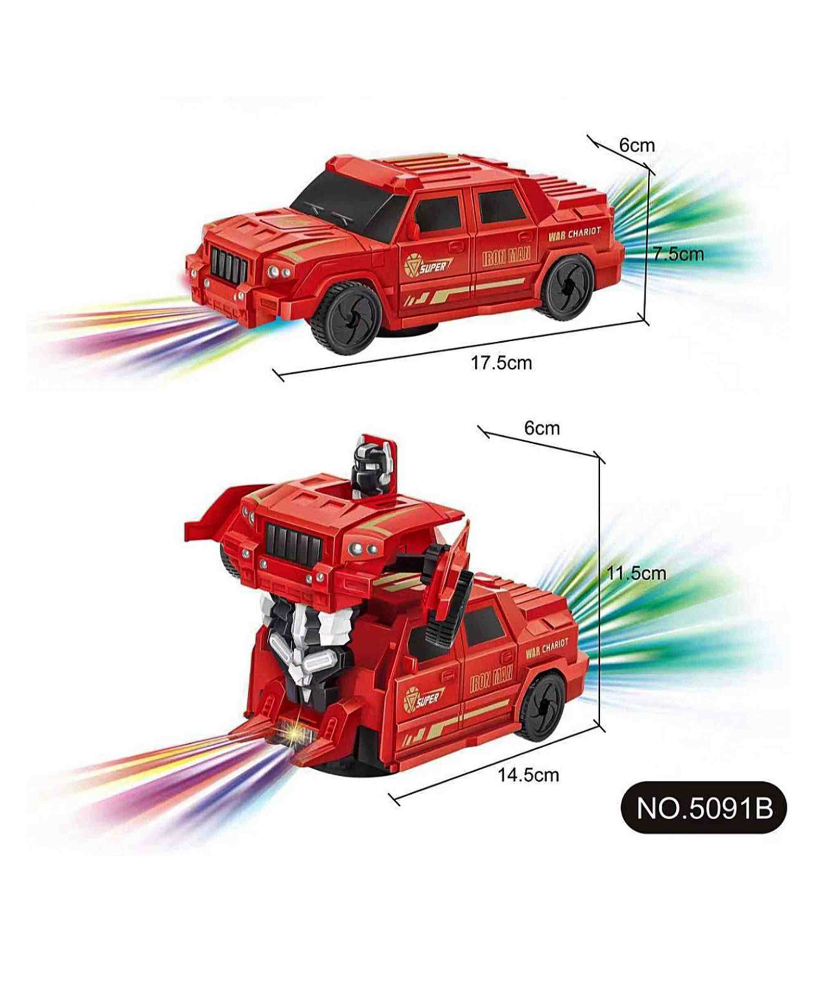 DOMENICO Bump & Go Action 2 in 1 Robot Car Toy with 3D Light and Music Transformer (Color May Vary)-picture-11