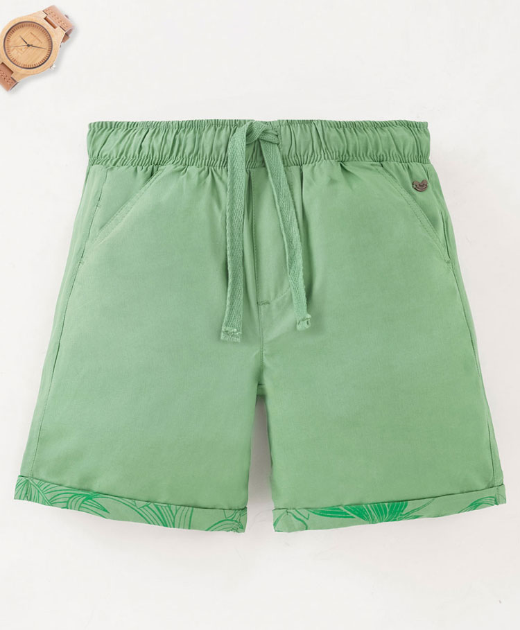 Ed-a-Mamma Sustainable Cotton Knee Length Solid Color Shorts - Green-picture-35