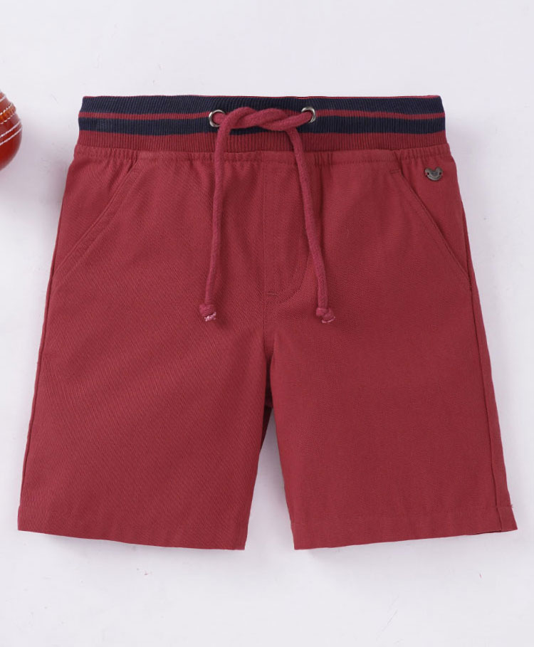 Ed-a-Mamma Sustainable Cotton Knee Length Tie Up Shorts - Red-picture-32