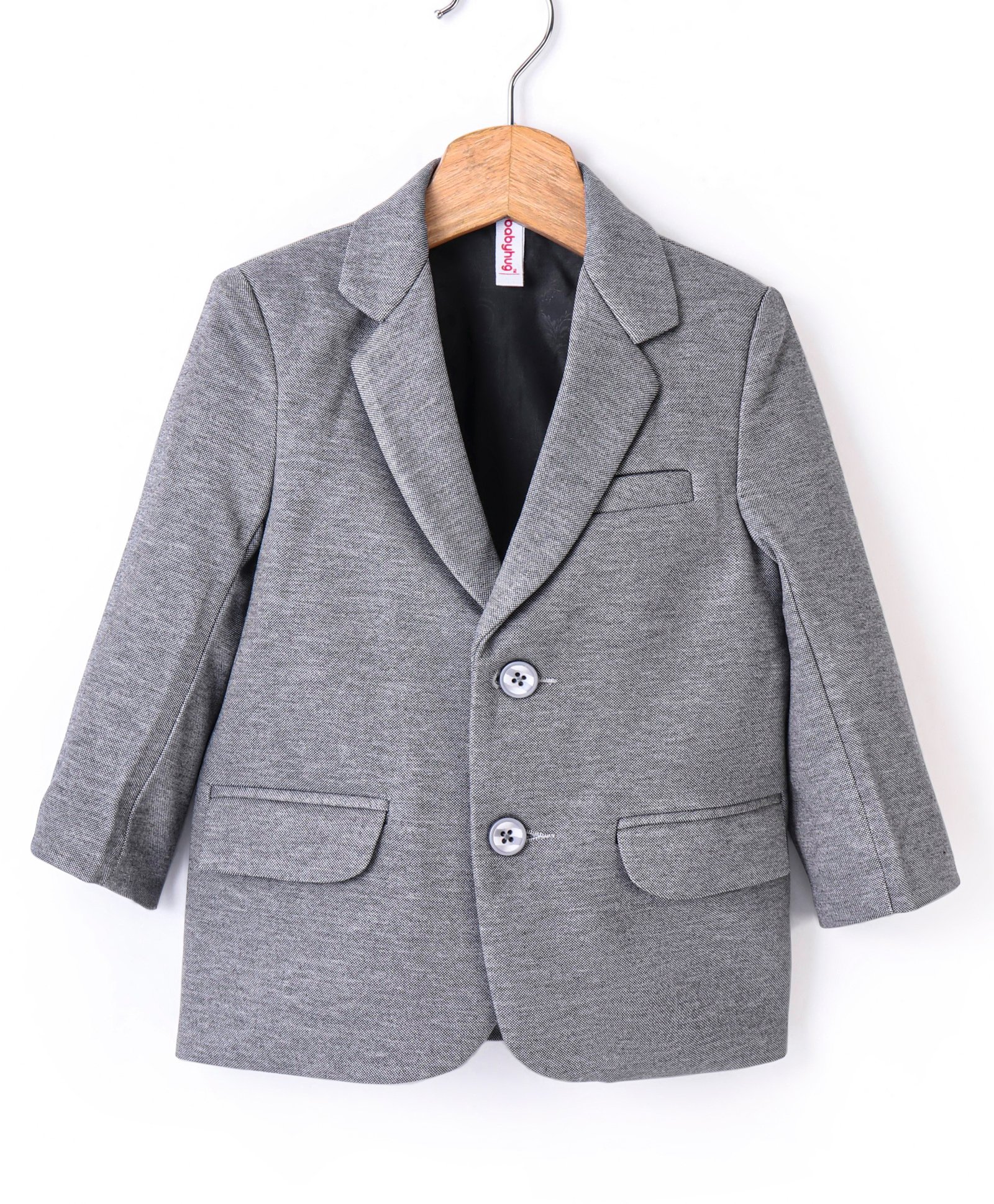 Babyhug Full Sleeves Solid Party Blazer- Grey-image-6