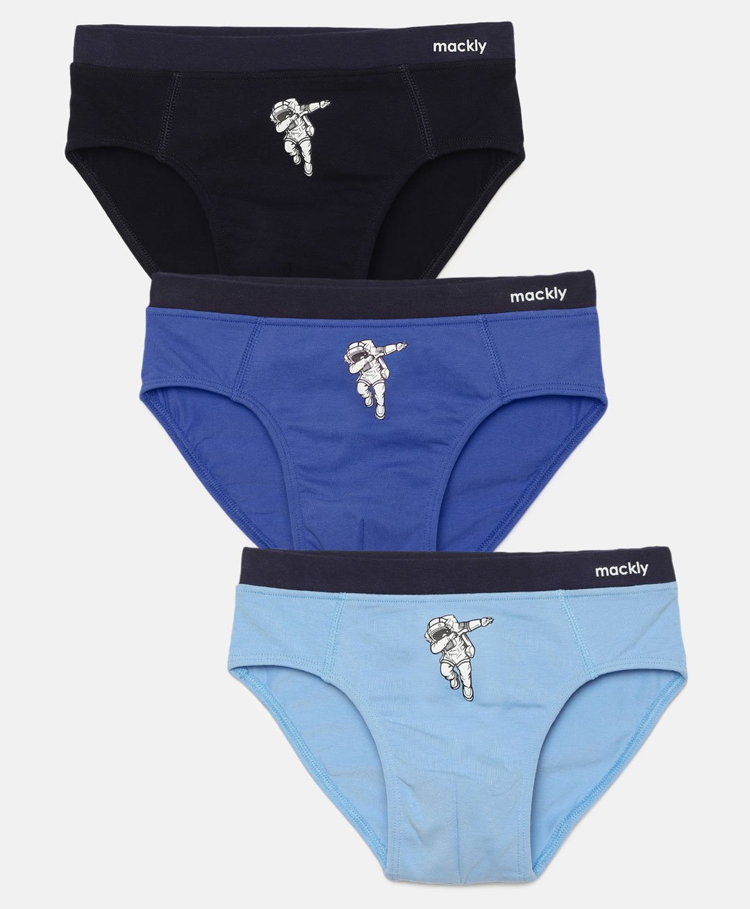 Mackly Pack Of 3 Astronaut Printed Briefs - Black/ Royal Blue/ Blue-picture-24