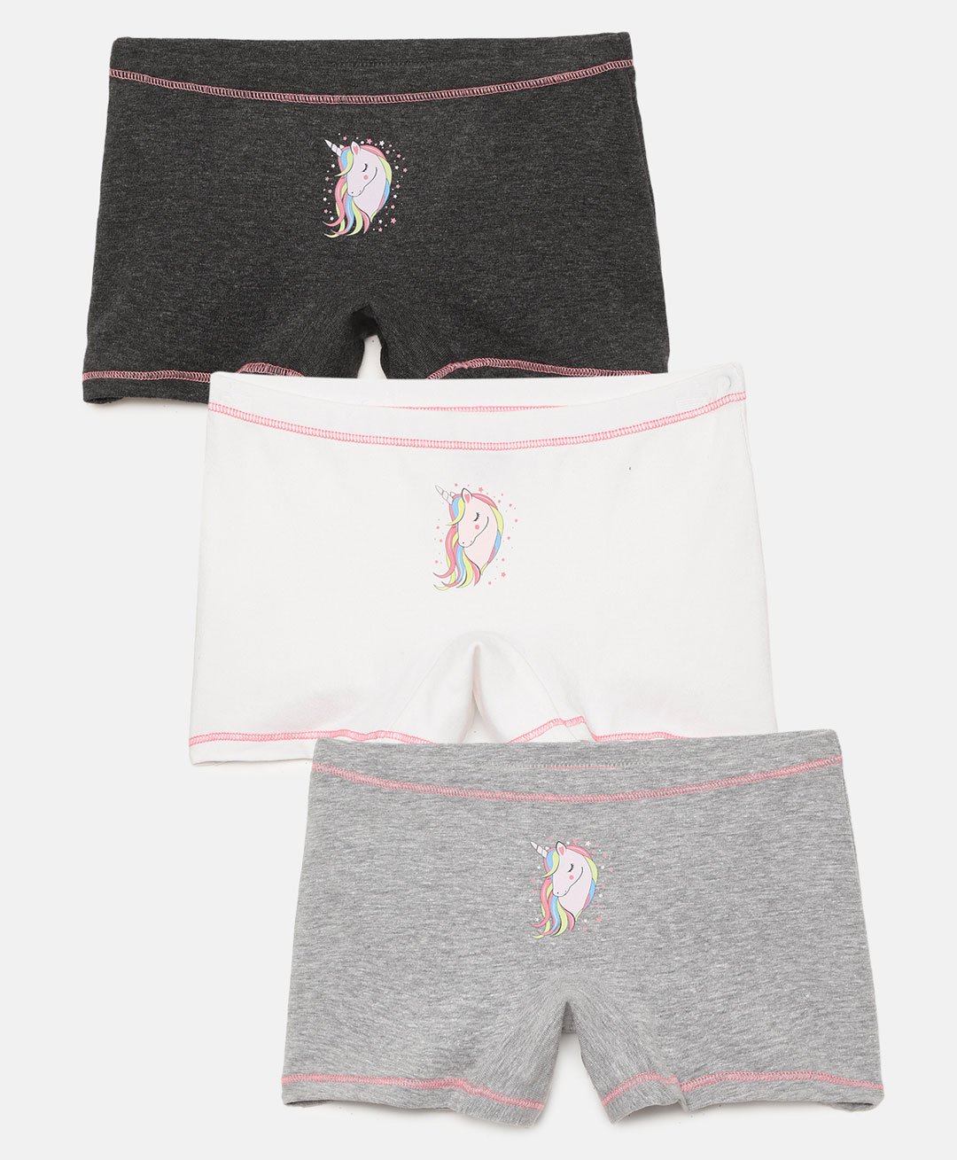 Mackly Pack Of 3 Unicorn Printed Boxer Briefs - Charcoal Grey White Grey Melange-picture-12
