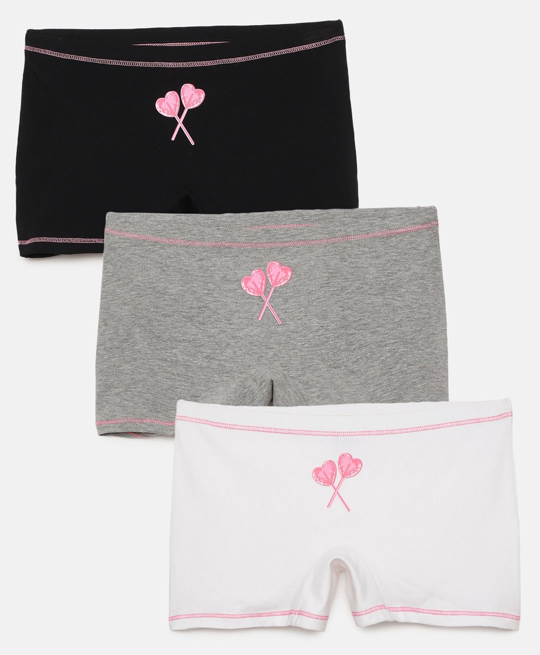 Mackly Pack Of 3 Heart Printed Boxer Briefs - Black/ Grey/ White-picture-29