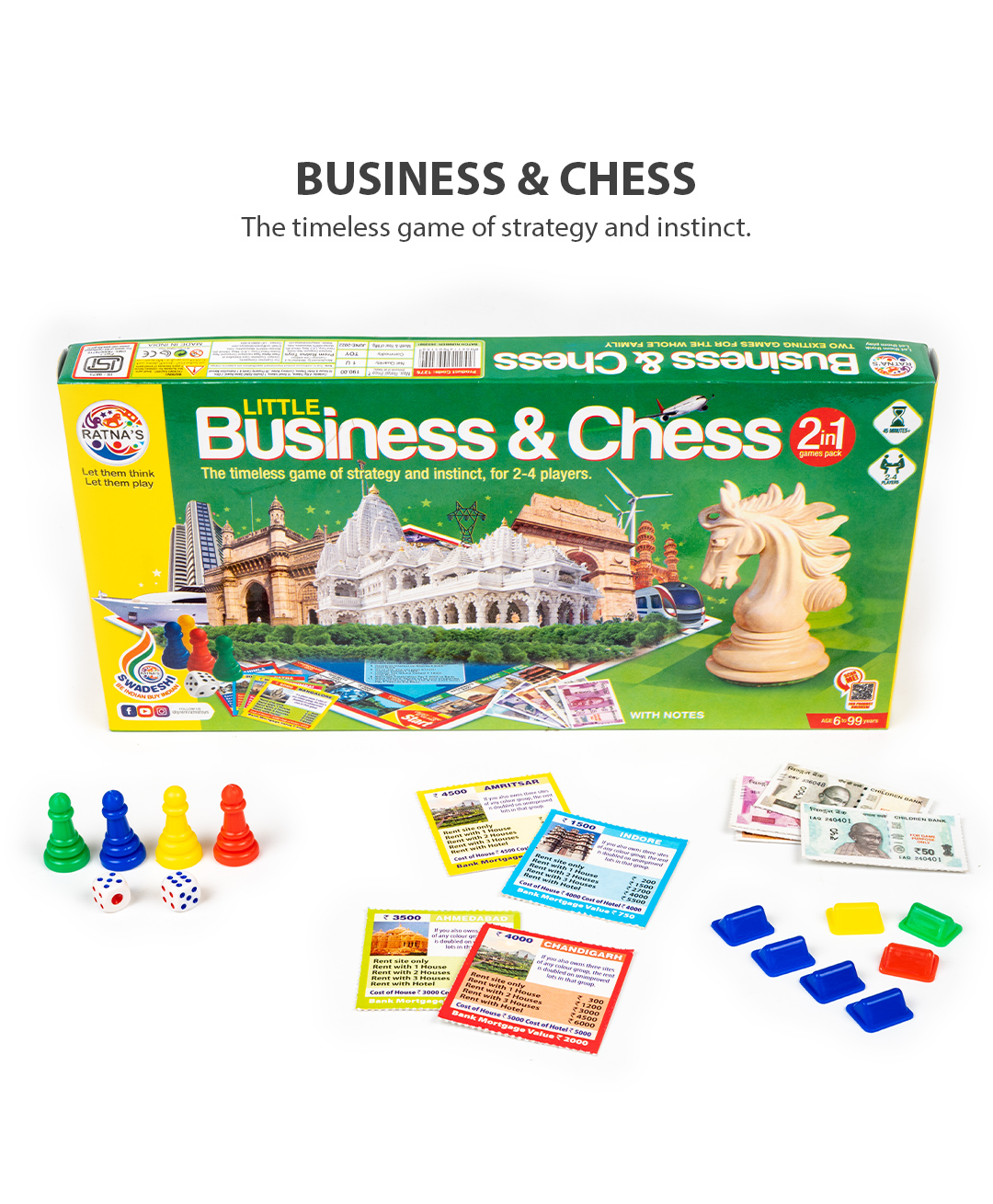 Ratnas Little Business & Chess 2 In 1 Board Game - Multicolor