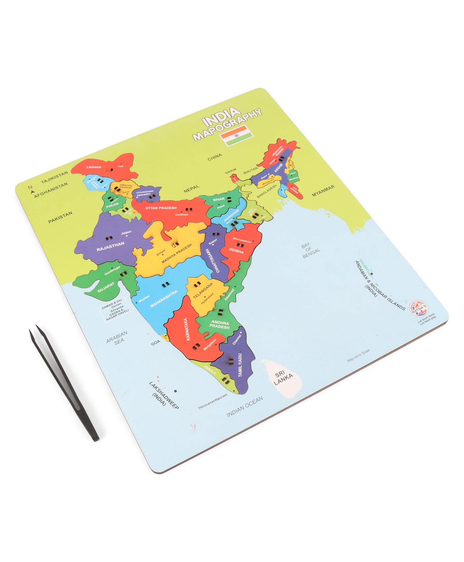 Ratnas Wooden India Mapography Jigsaw Puzzle- 22 Pieces-image-48