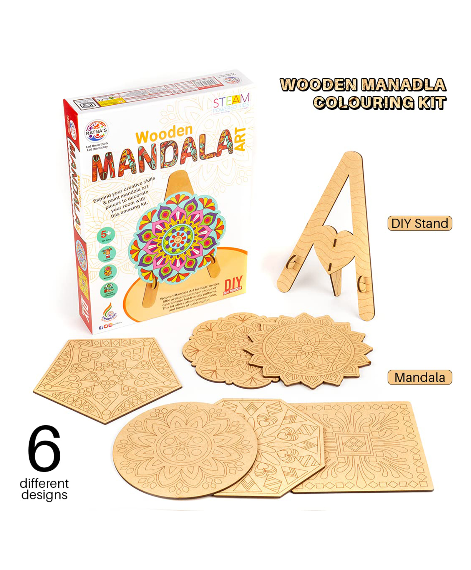 Ratnas Wooden Mandala Art Multicolour- 17 Pieces-picture-10