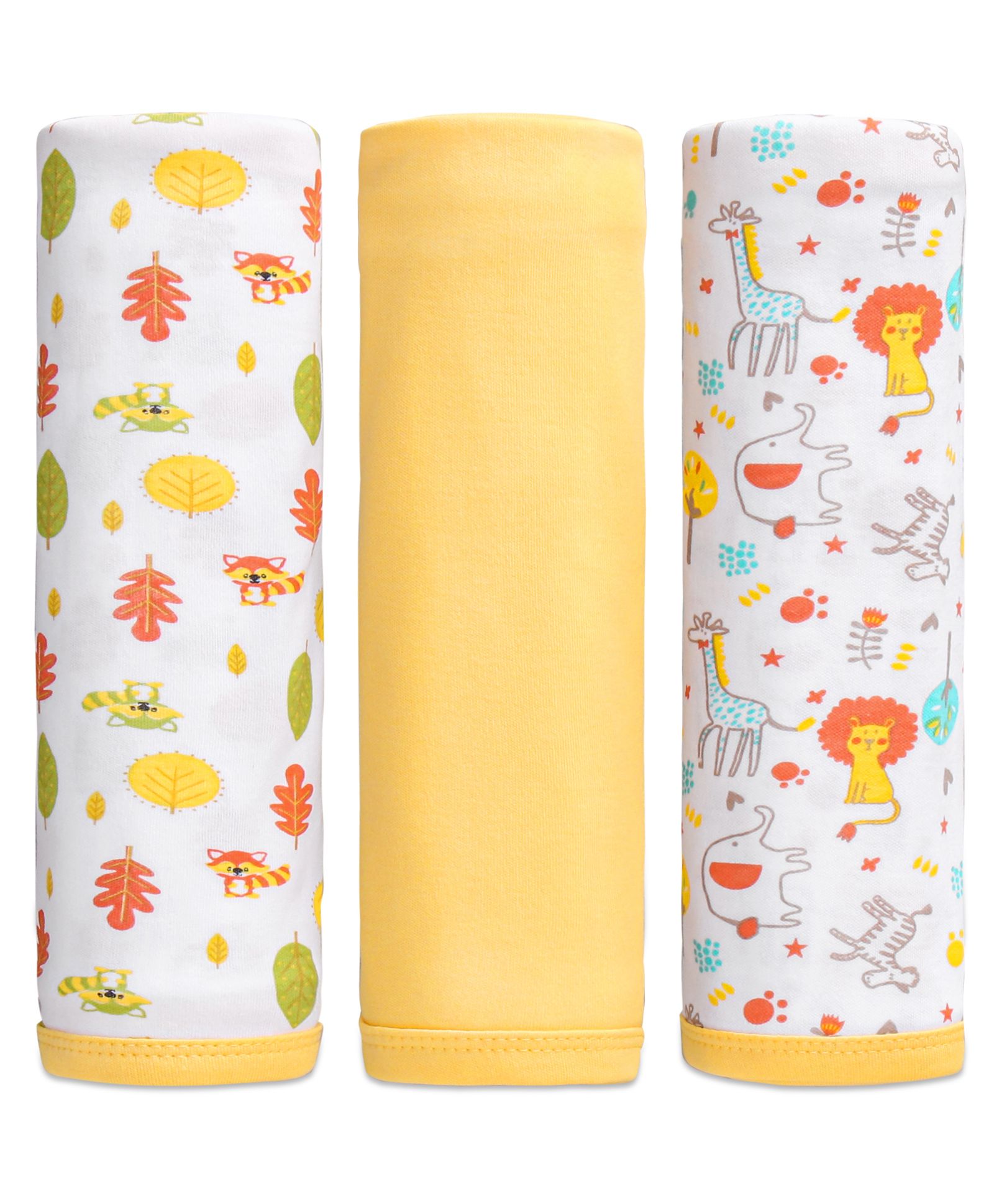 Babyhug All Season 100% Cotton Wrapper Pack of 3 - Yellow-image-24