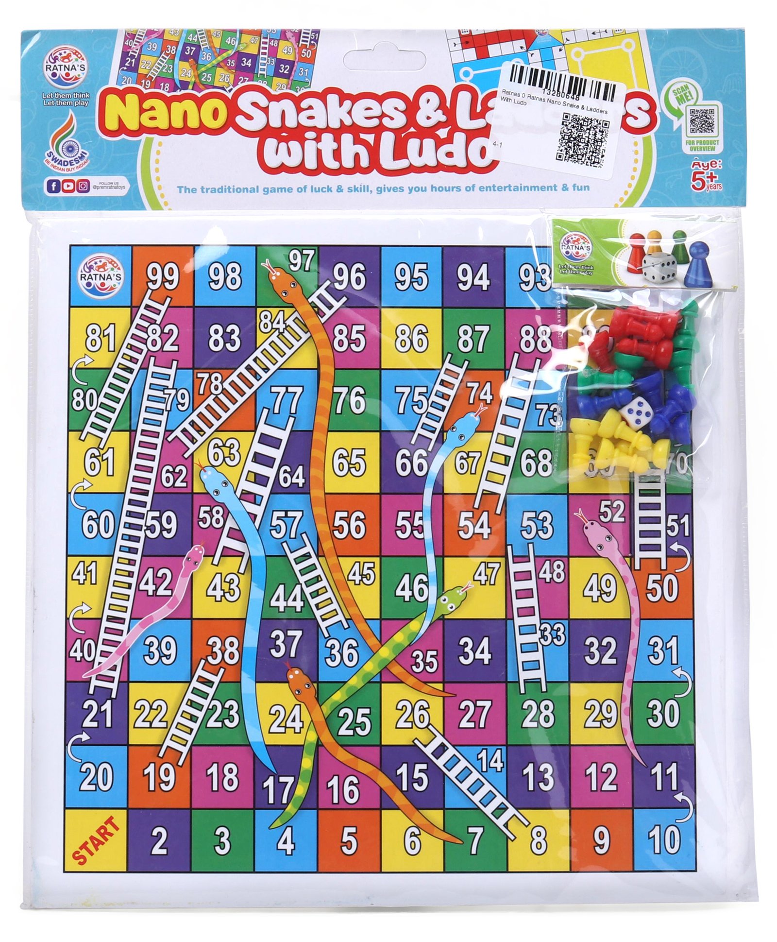 Ratnas Nano Snake & Ladders with Ludo- Multicolour-image-40