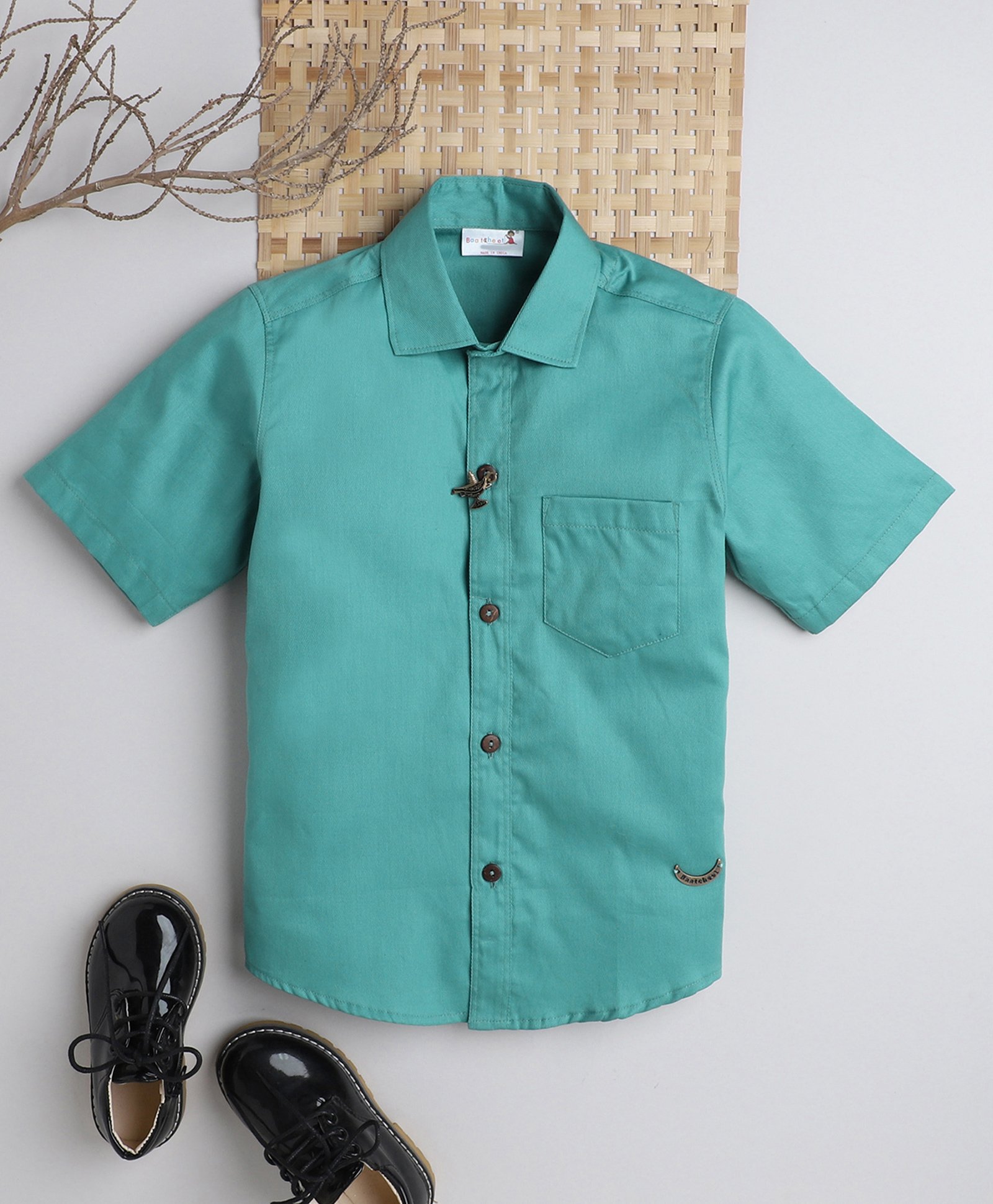 BAATCHEET Half Sleeves Solid Shirt - Sea Blue-picture-16
