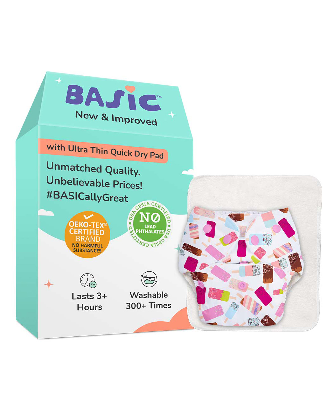Superbottoms BASIC Washable & Reusable Cloth Diapers, Quick dry high absorption Diapers for Baby (3m-3y)-image-46