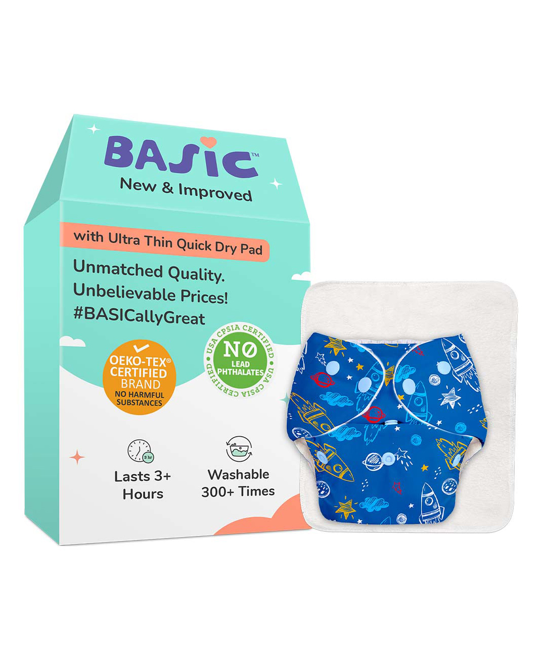 Superbottoms BASIC Washable & Reusable Cloth Diapers, Quick dry high absorption Diapers for Baby (3m-3y)-image-42
