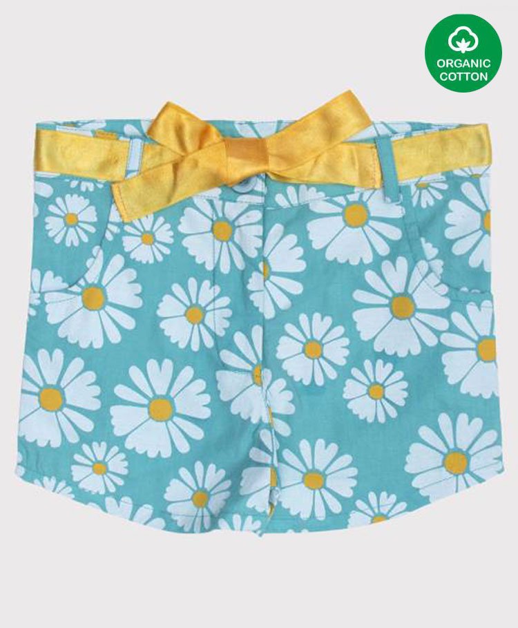 Nino Bambino 100% Cotton Floral Printed Shorts - Blue White-image-36