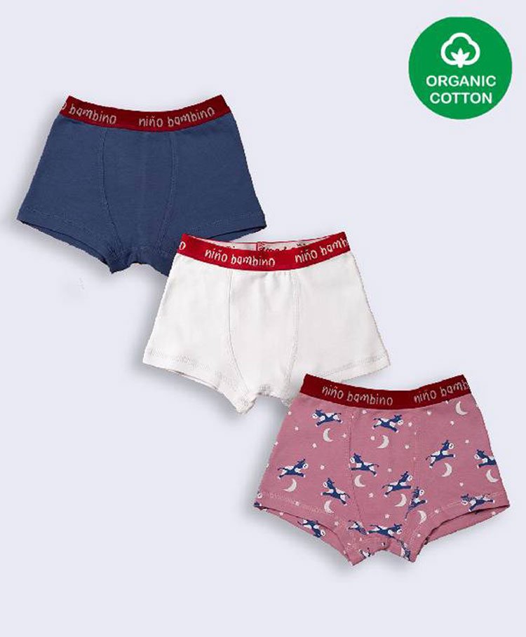 Nino Bambino 100% Cotton Pack Of 3 Cow Printed & Solid Briefs - Navy Blue White Pink-picture-11