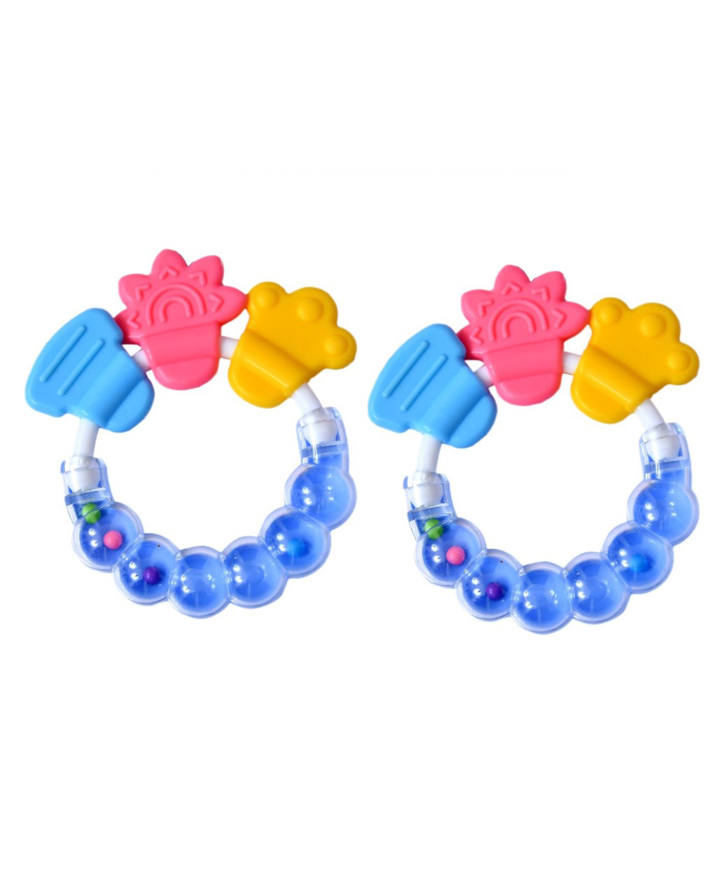 tiny tycoonz BPA Free Silicone Teether with Rattle Handle - Pack of 2-picture-20