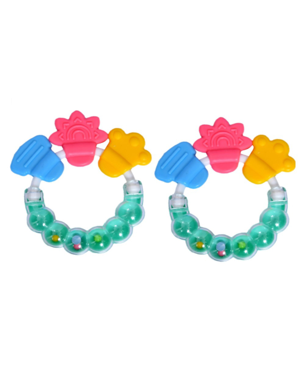 tiny tycoonz BPA Free Silicone Teether with Rattle Handle - Pack of 2-picture-29
