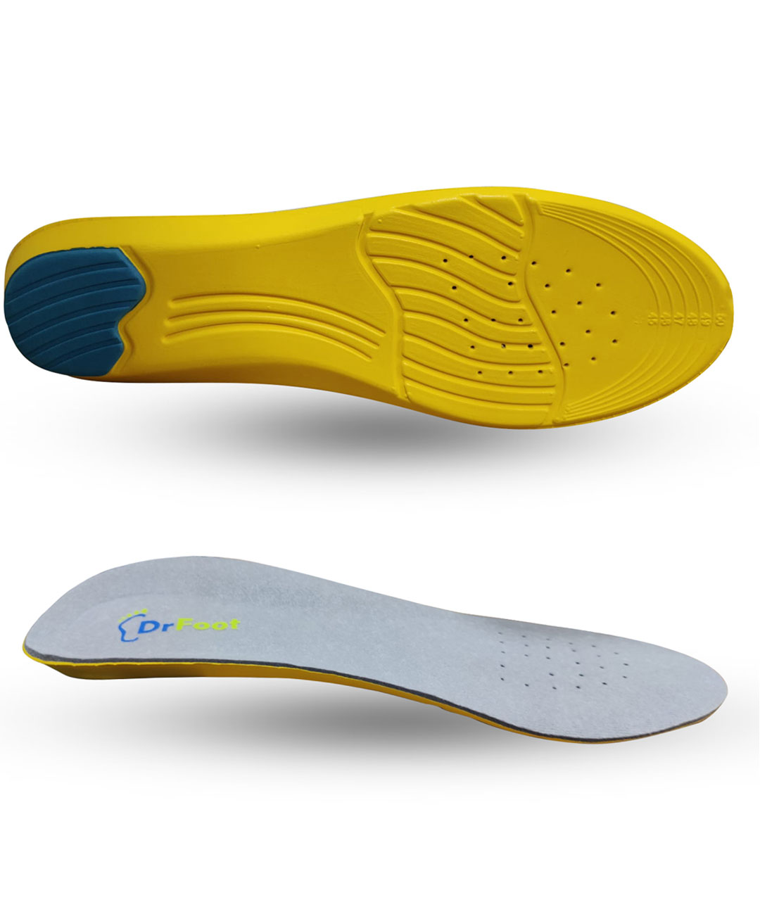 Dr Foot Gel Insoles Pair For Walking Running Sports Formal & Safety Shoes Size S - Yellow