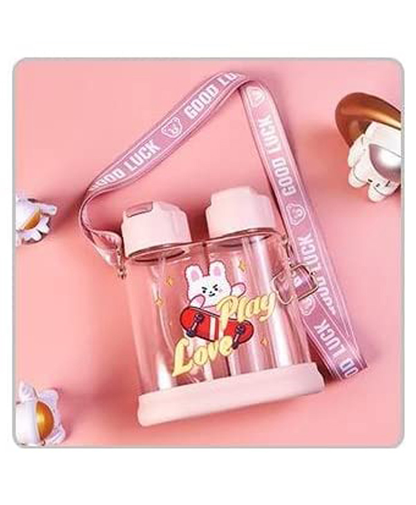 AKN TOYS Mist Plastic Sillocone Water Bottle Pack of 2 - 640 ml  (Color and Design May Vary)-image-4