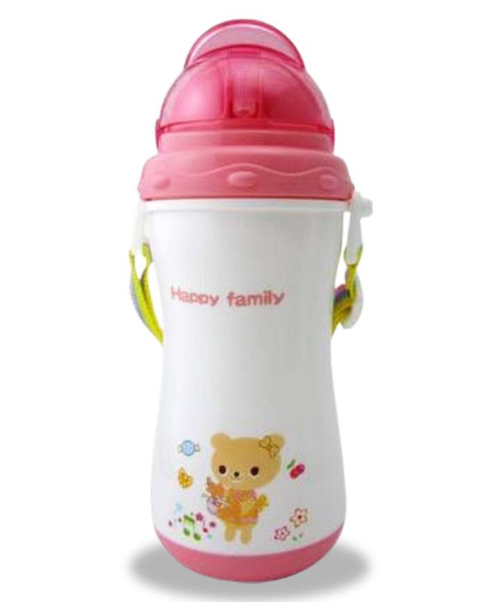 Chinmay Kids Opaque Soft Straw Sipper White Anti-Spill Sippy Cup with Adjustable Strap for Baby & Kids Water Bottle Juice Sipper BPA Free 350 ml  Pink-image-19