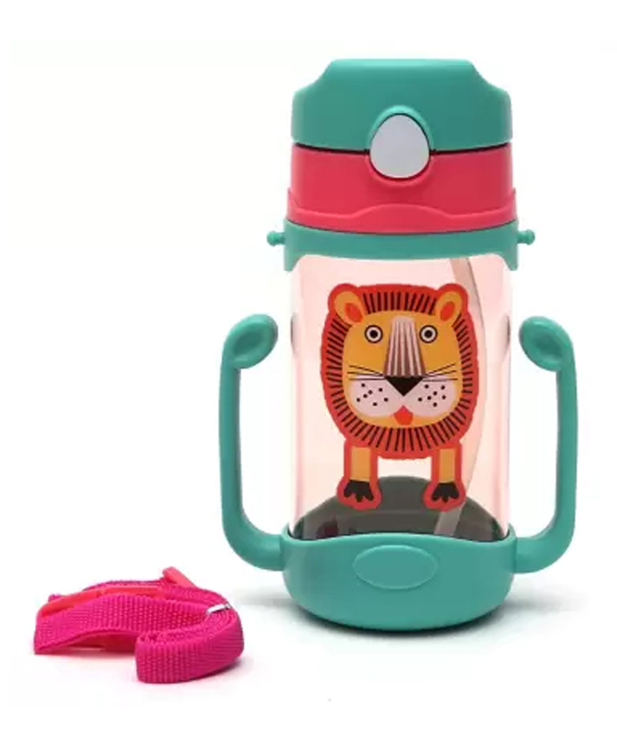 Chinmay Kids Baby Soft Straw Feeding Sipper with Twin Handle Anti Spill Flip Top Water Bottle Green - 400 ml-image-26