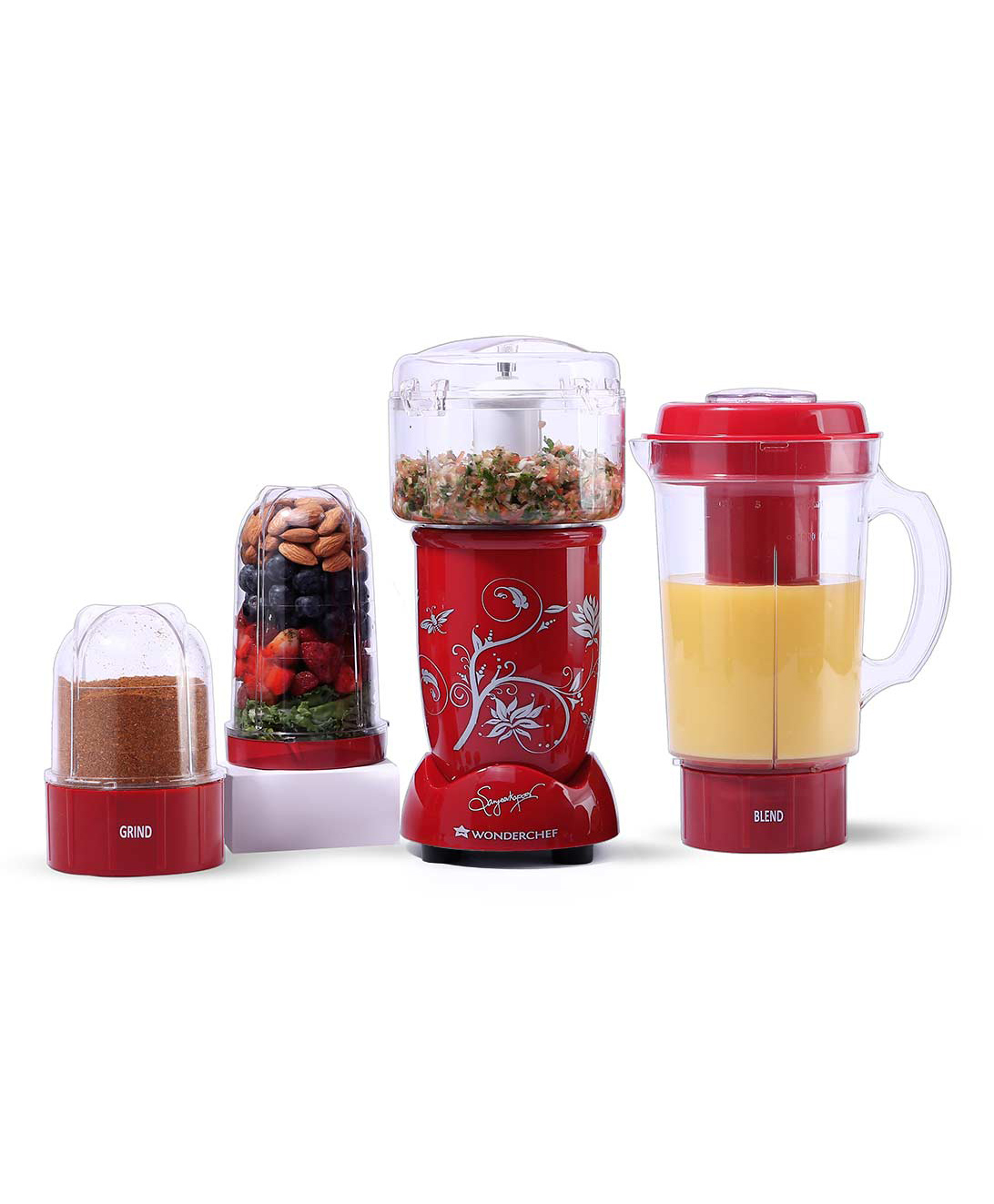 Wonderchef Nutri Blend Complete Kitchen Machine with Four Jars - Red-image-35