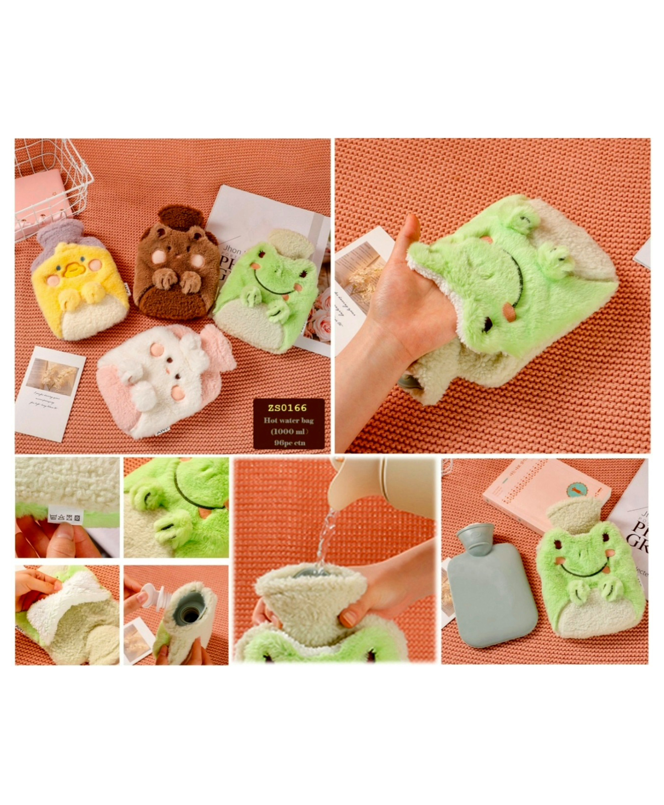 COMERCIO Hot Water Bag with Cute Cartoon Design Soft Cover for Pain Relief (Color & Design May Vary) - 1000 ml-picture-13