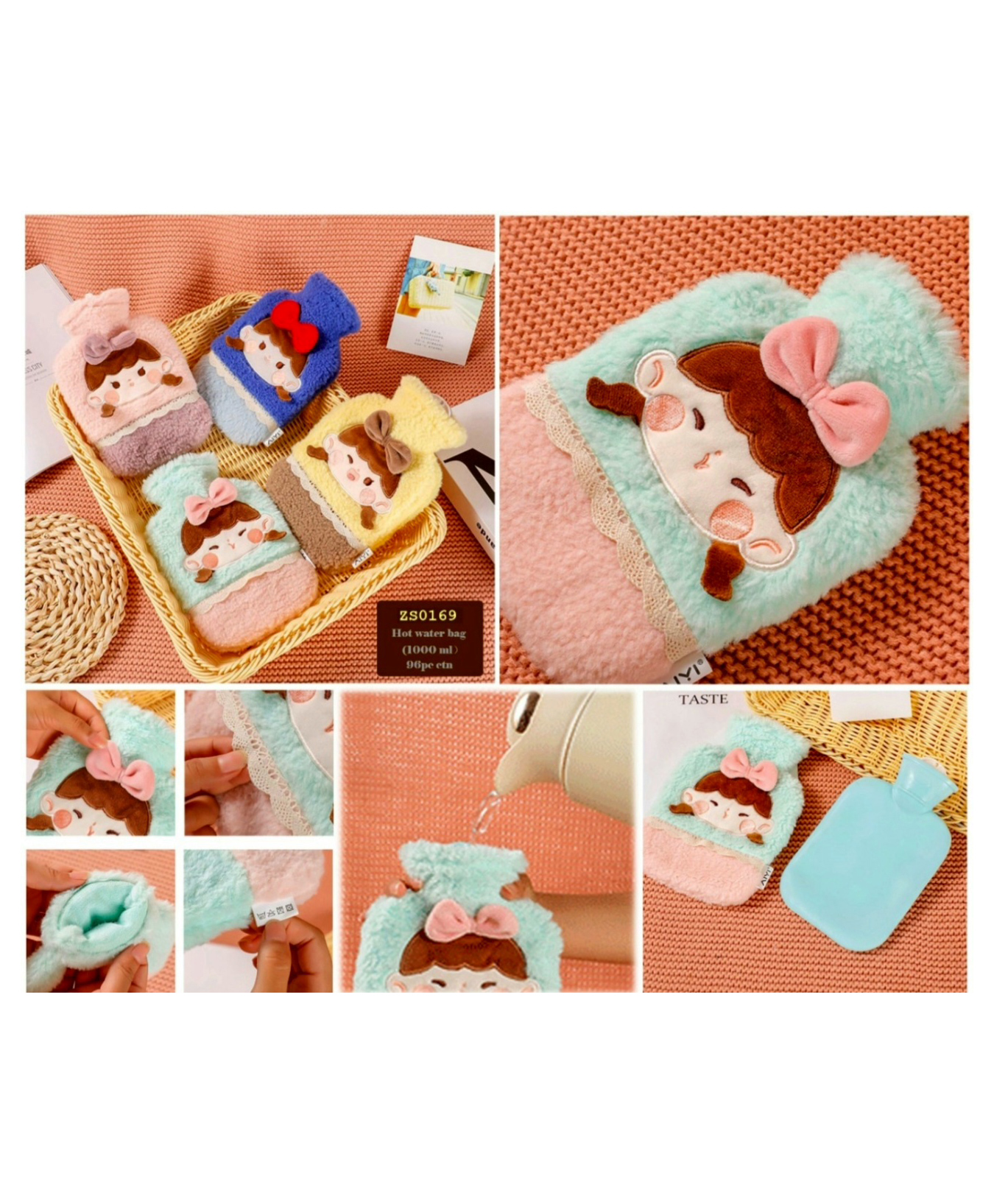 COMERCIO Hot Water Bag with Cute Cartoon Design Soft Cover for Pain Relief (Color & Design May Vary) 1000 ml-picture-14