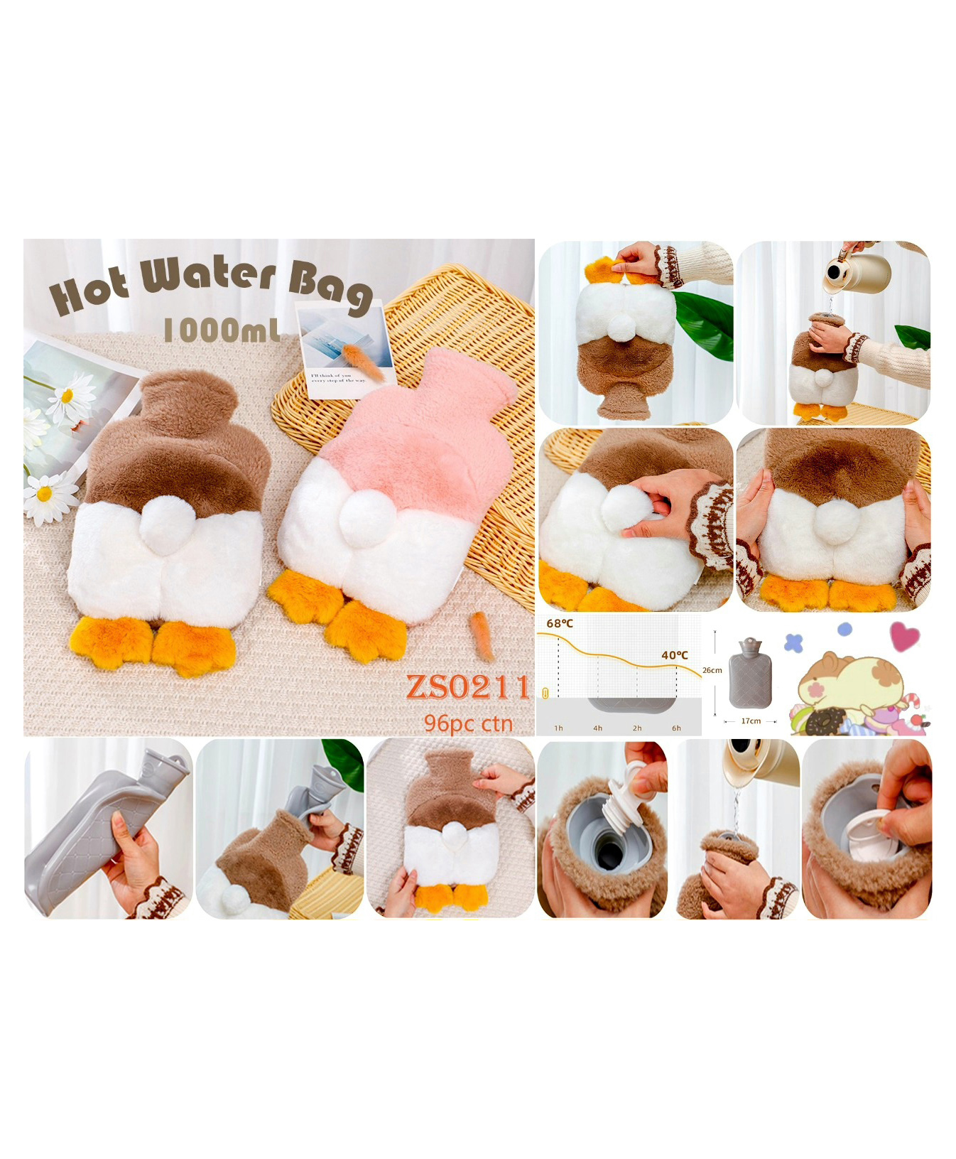 COMERCIO Hot Water Bag with Cute Cartoon Design Soft Cover for Pain Relief (Color & Design May Vary)-picture-8