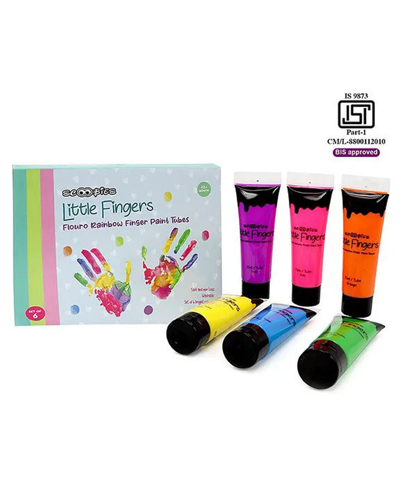 Scoobies Little Fingers Flouro Rainbow Finger Paint Tubes - Set Of 6-image-26