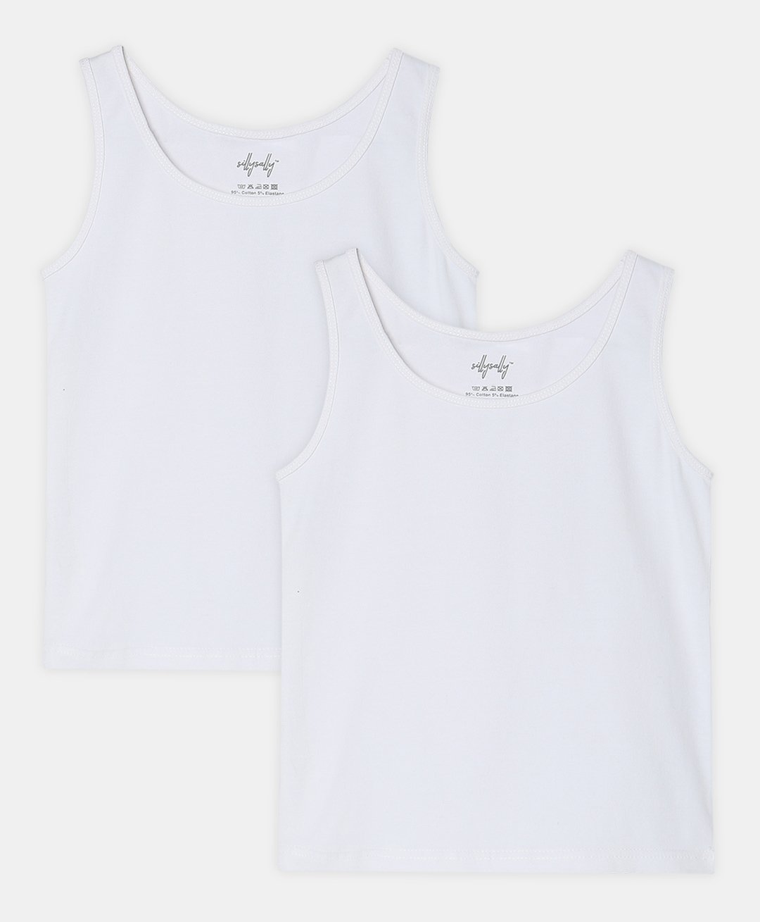 SillySally Pack Of 2 Solid Stretchable Fabric Vests - White-picture-49