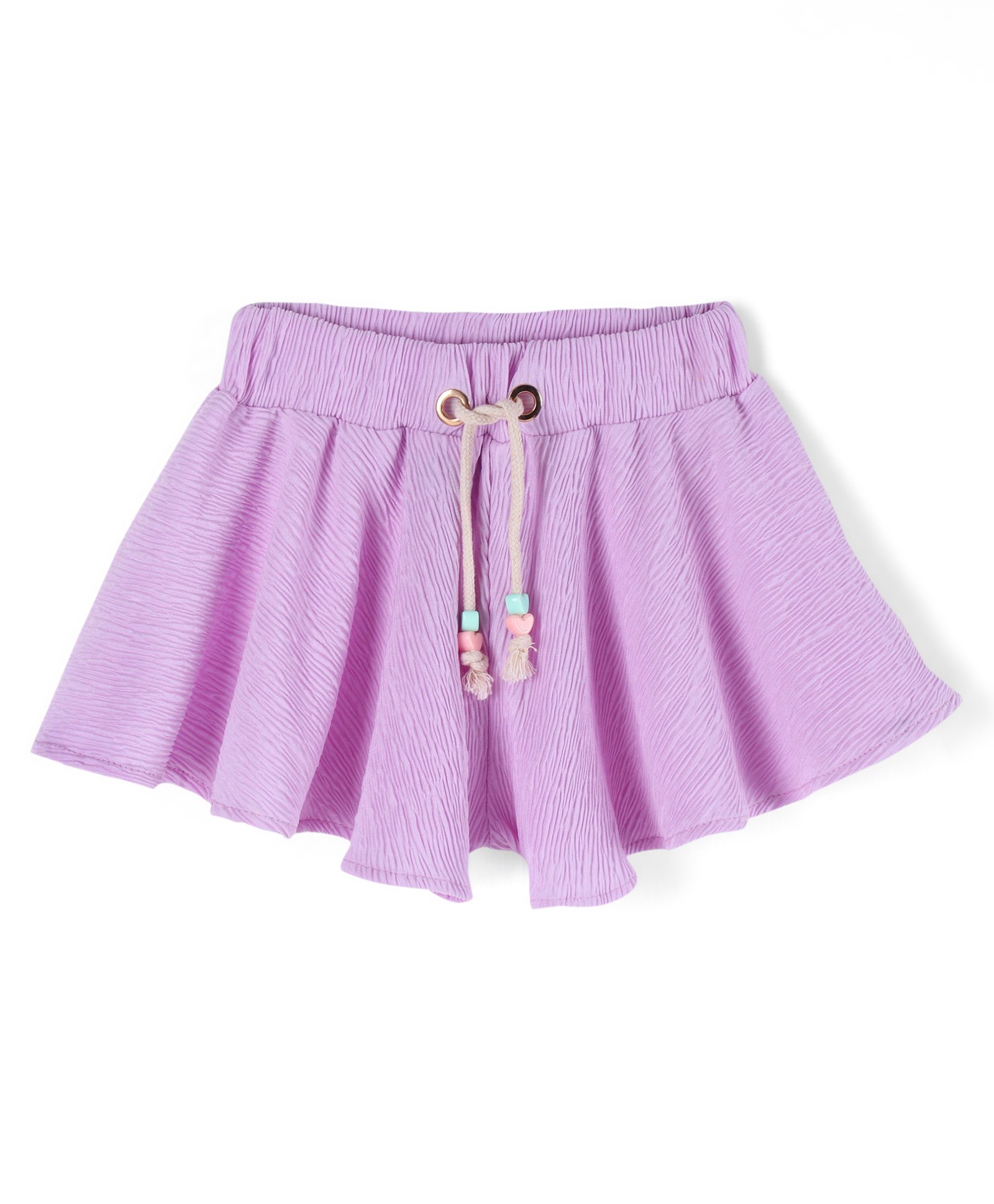 Little Kangaroos Woven Mid Thigh Flared Fit Textured Shorts with Crush Pleating - Lilac-image-1