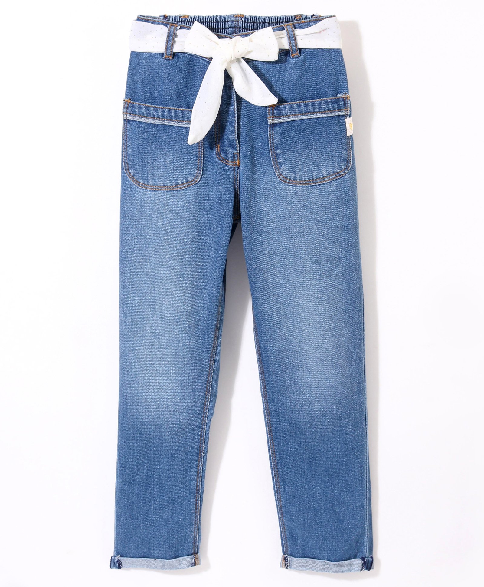 Little Kangaroos 100% Cotton Ankle Length Solid Color Denim Jeans - Light Blue-picture-14
