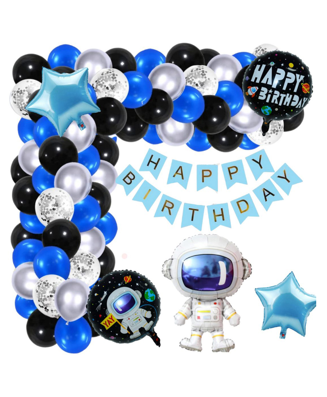 Puchku Astronaut Theme  Birthday Decoration kit with Banner - 65  Pieces-image-24
