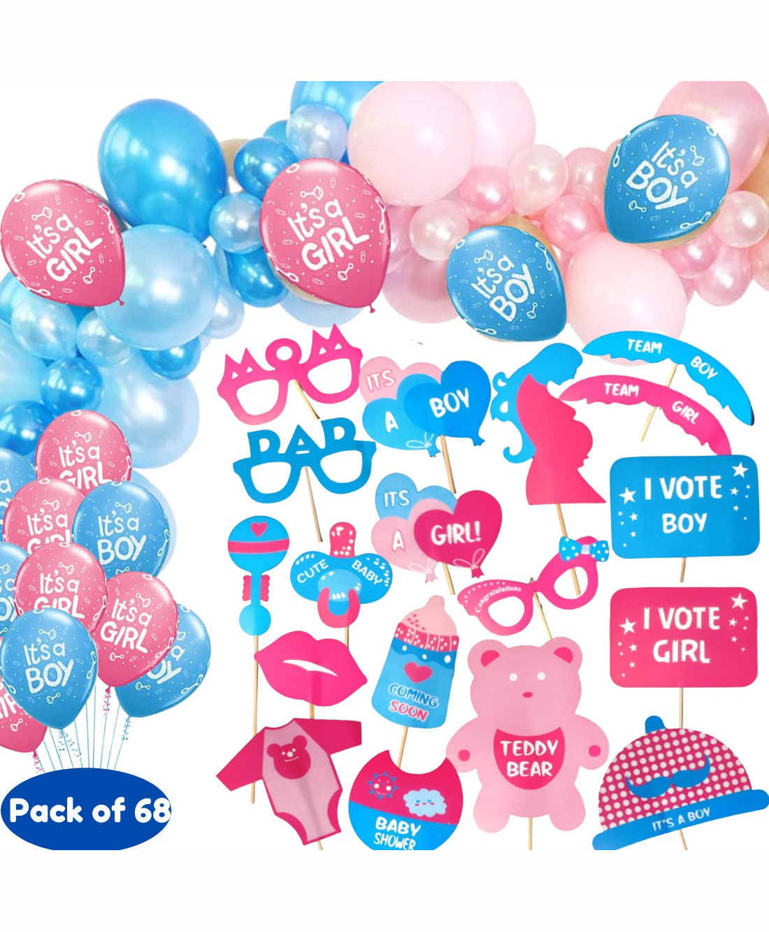 Puchku Baby Shower Props for Photo- Shoot Decoration Kit - Pack of 68-image-46