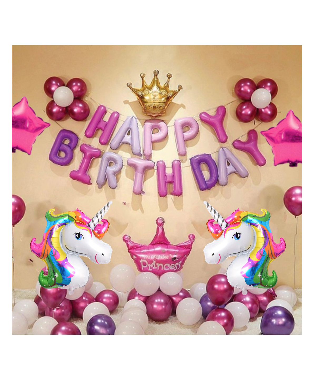 Puchku Unicorn Theme Birthday Decoration Kit - Pack of  57