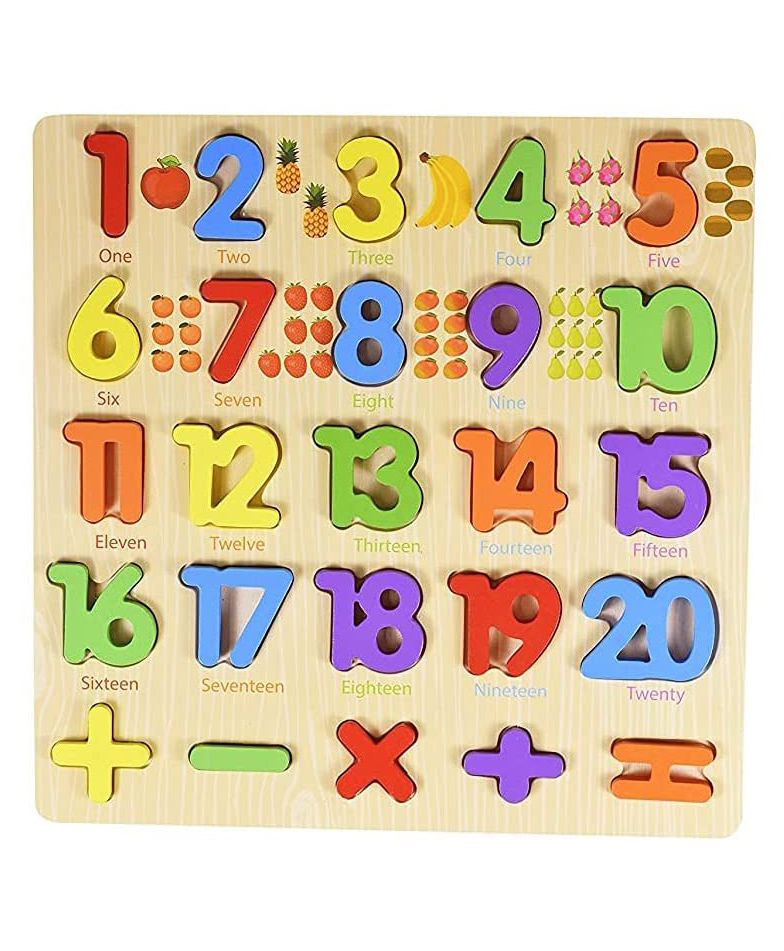 Funwood Games Wooden Counting Numbers 1 to 20 Educational Tray Toy Assorted Color - 25 Pieces-image-15
