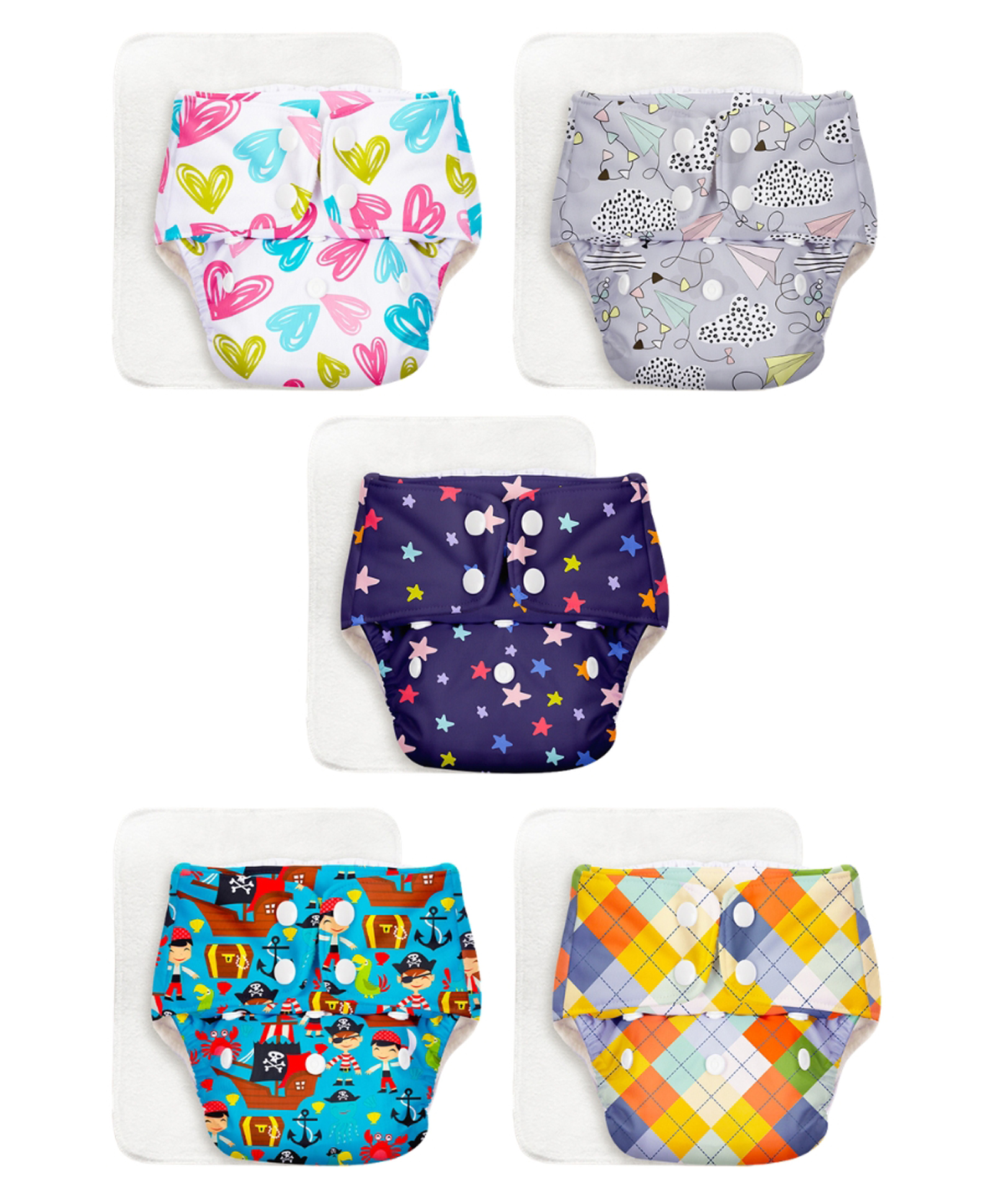 SuperBottoms BASIC Cloth Diaper Quick Dry UltraThin pads Stay Dry & Lasts up to 3 Hours- 5 Pieces (Color & Print May Vary)-image-35