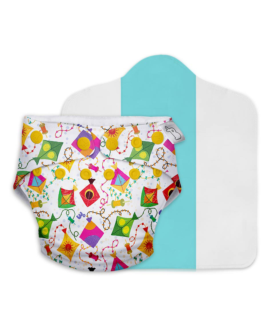 SuperBottoms Reusable & Washable Cloth Diapers Freesize UNO Coloured Skies - White-picture-14
