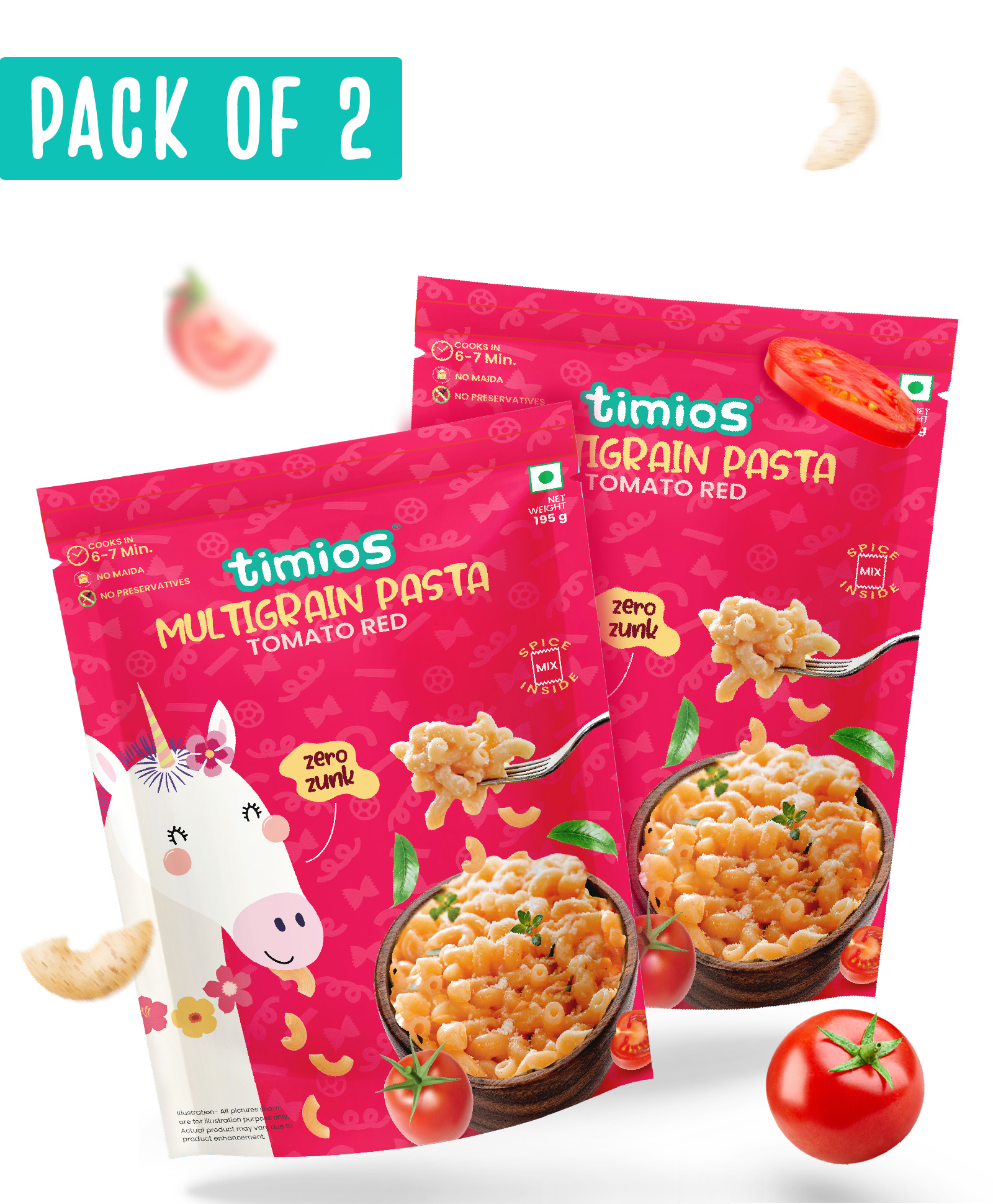 timios Non-Fried No-Maida Healthy Instant Tomato Red Macaroni Pasta made with Brown Rice and Corn Pack of 2 - 195 g Each-image-38
