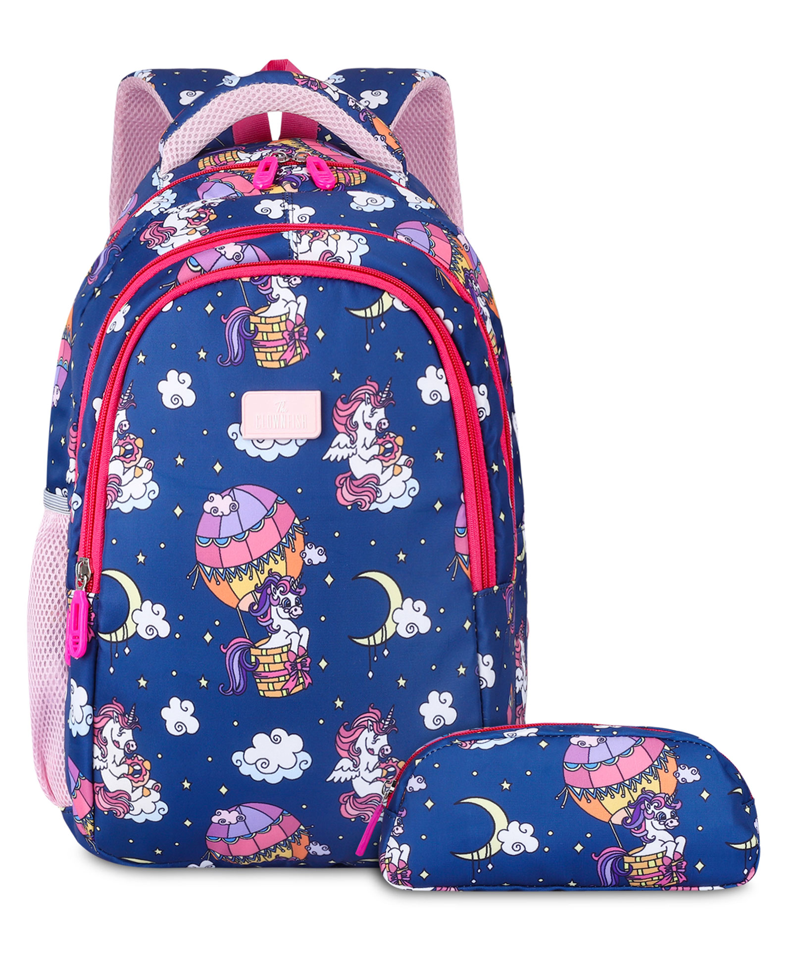 The Clownfish Scholastic Series Printed Polyester School Backpack With Pencil Pouch Royal Blue - 16.9 Inches-picture-0