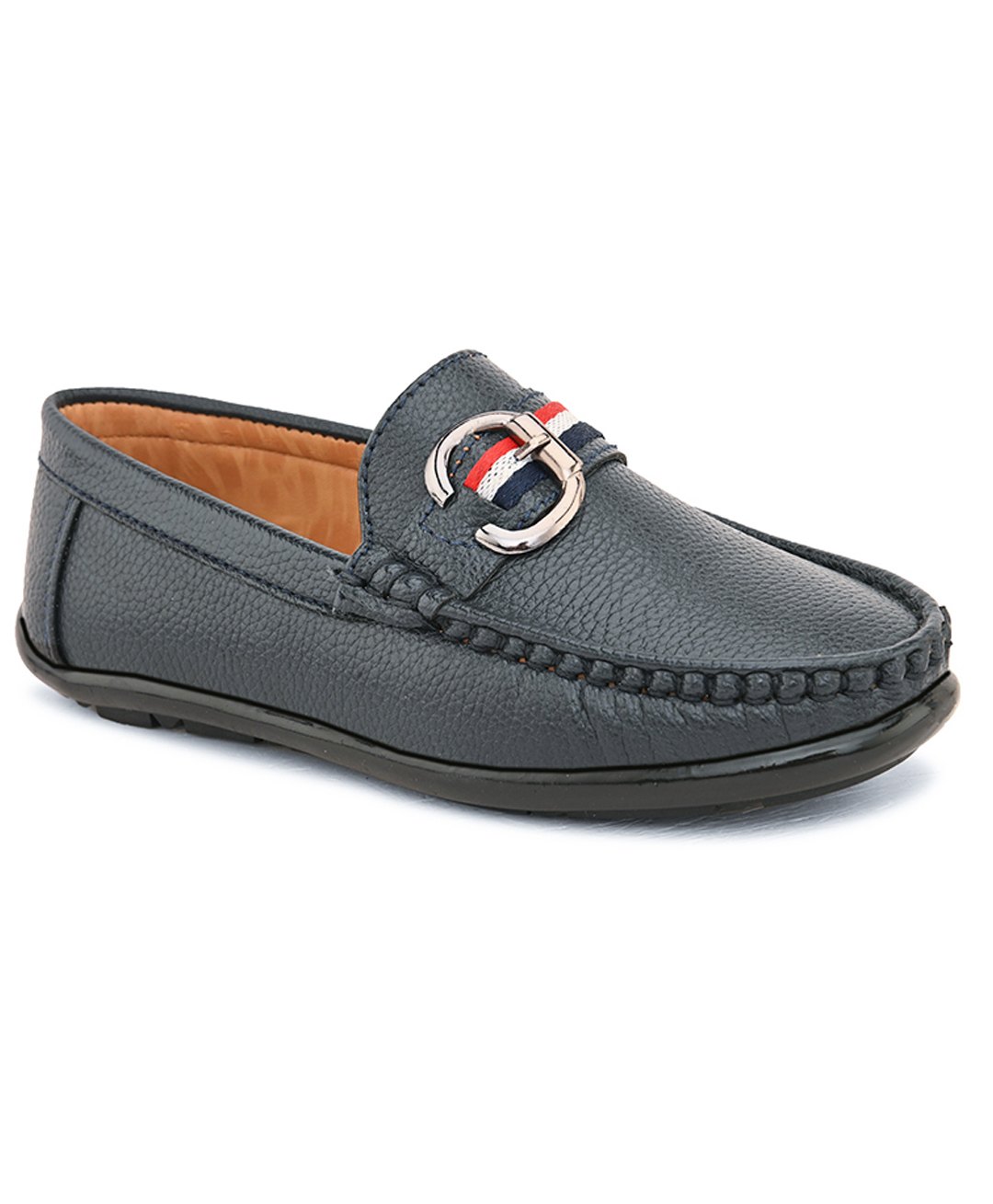 Stefens Animal Self Design Buckle Detail Slip On Party Loafers - Blue-image-6