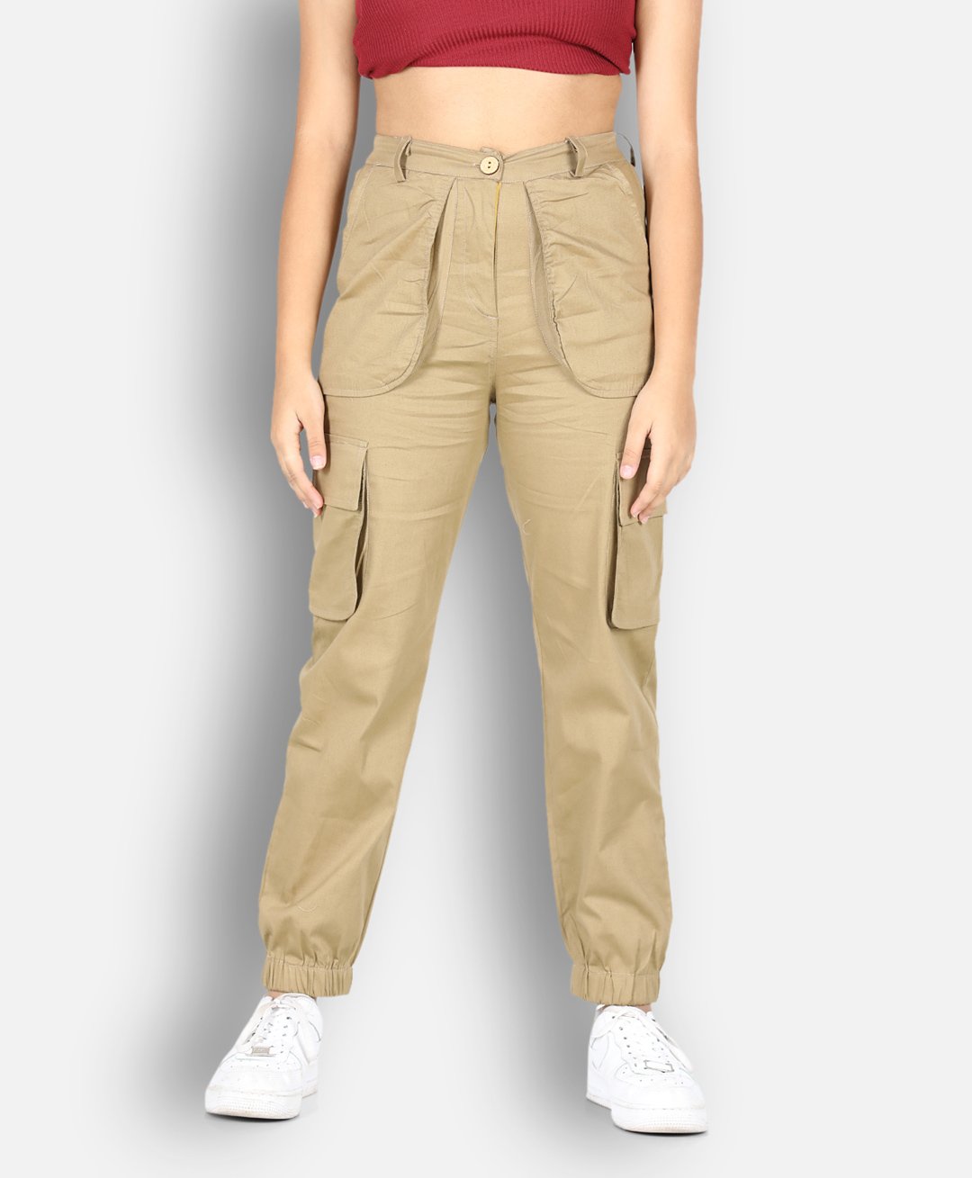 Cutiekins Solid Cargo Pant - Beige-picture-15