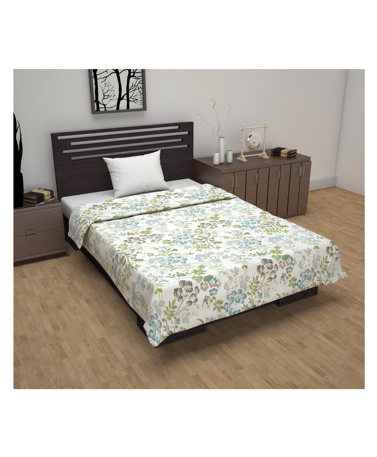 Divine Casa Cotton Lily Birch All Season Reversible Dohar Single Bed Size AC Blanket - Green-image-15