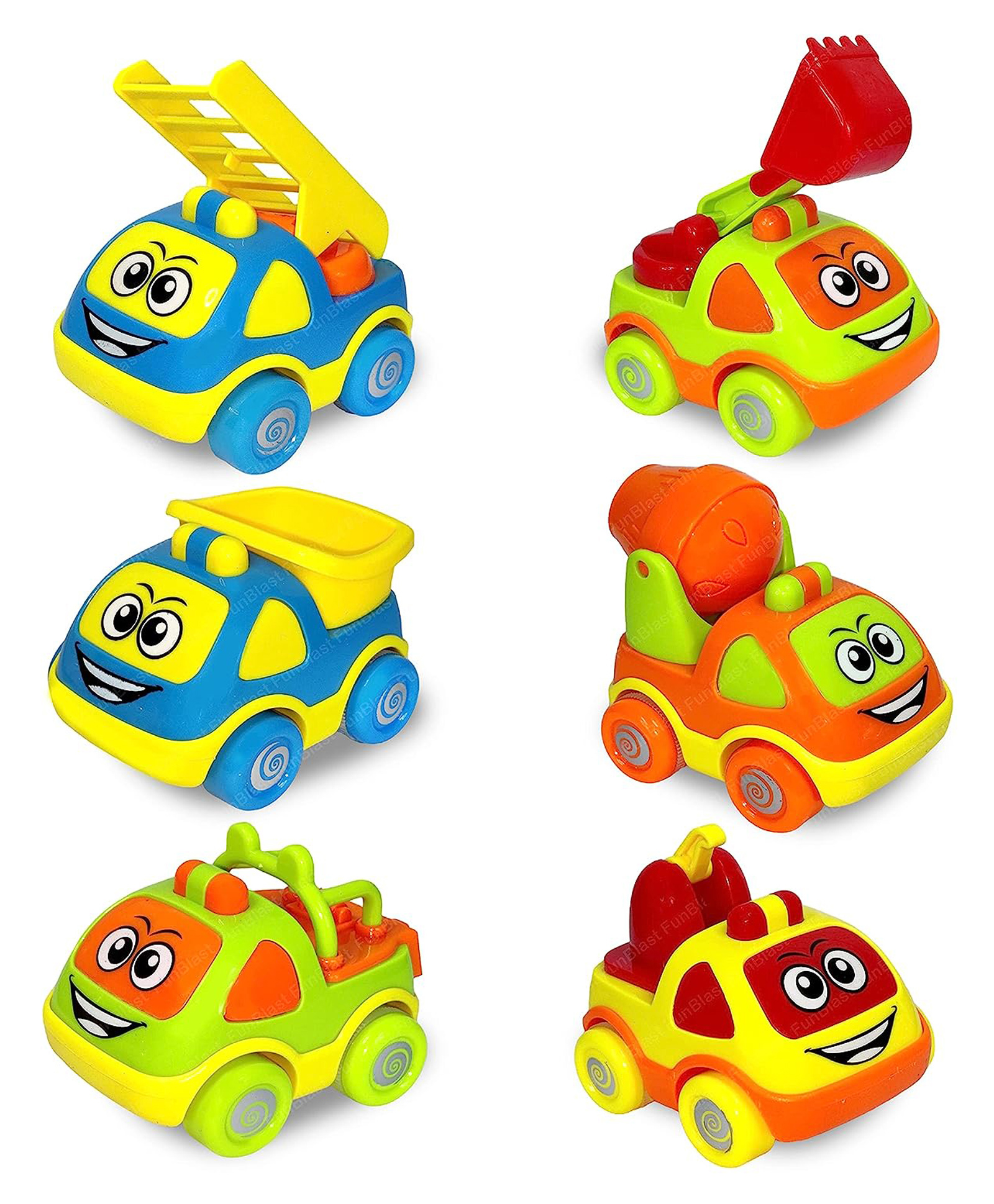 FunBlast Pull Back Vehicles Truck Toy Set of 6 - Multicolor-image-33