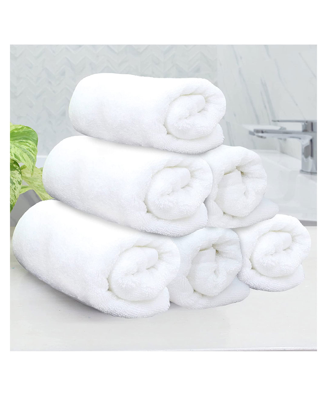 JARS Collections High Absorb 100% Cotton Premium Hand Towel Pack of 6 - White-image-7