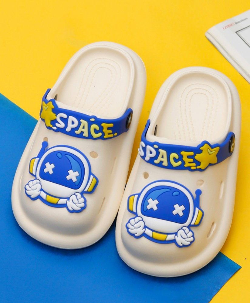 Yellow Bee Space Theme Astronaut Designed Sling Back Clogs - White & Blue-picture-26