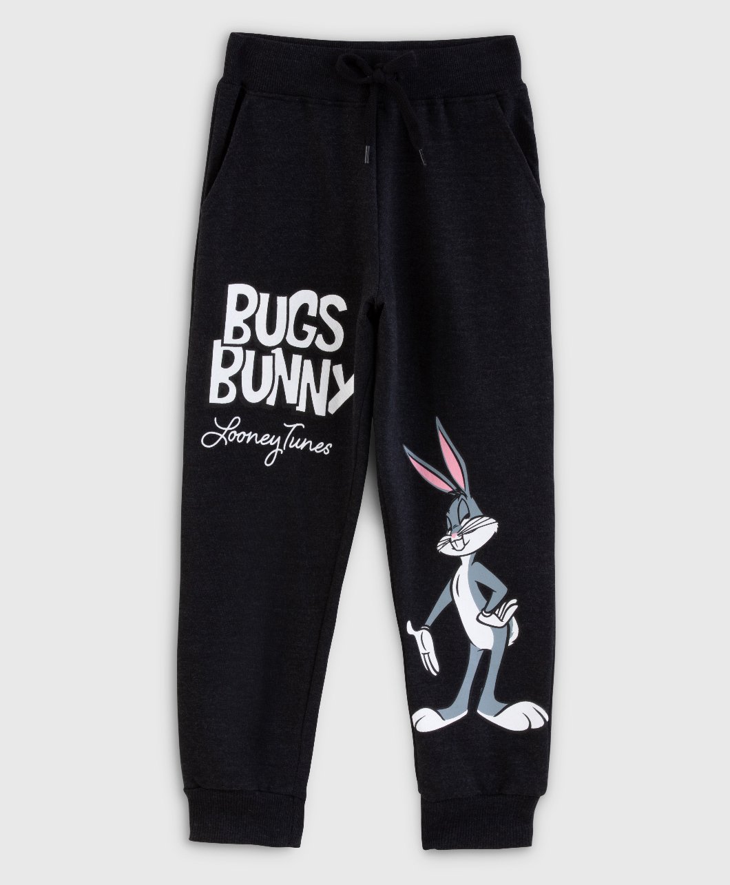 Nap Chief 100% Cotton Looney Tunes Featuring Bugs Bunny Printed Joggers - Black Melange-image-28